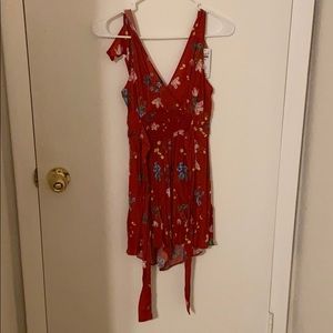 Hollister red floral romper